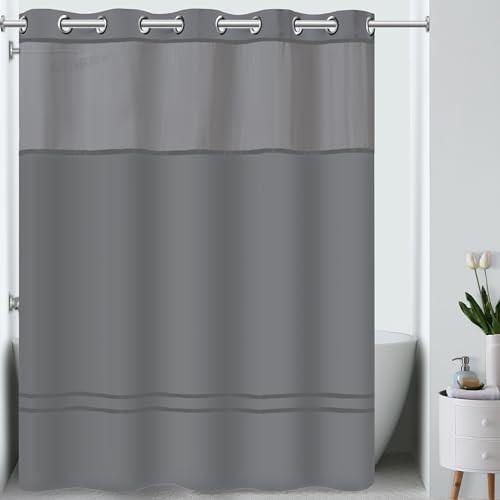 Hookless Escape Shower Curtain Set Graphite 71 x 74 1