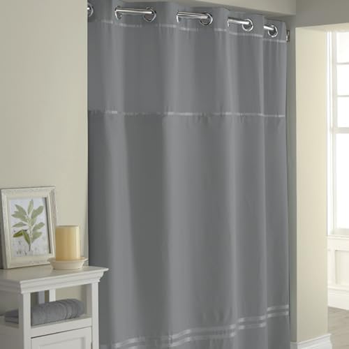 Hookless Escape Shower Curtain Set Graphite 71 x 74 1