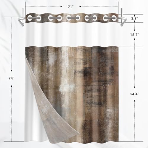 Nesphy No Hook Shower Curtain Set with Clear Top Window