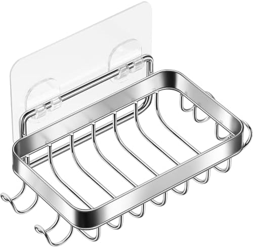 HAMITOR Wall Mounted Soap Dish Holder - Stainless Steel Durable Razor Soap Saver