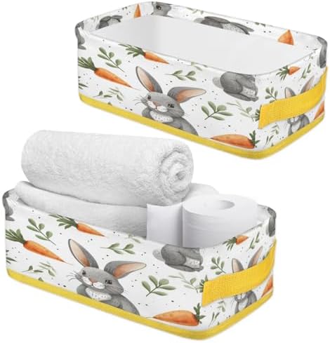 Rabbit Toilet Paper Basket with Carry Handle and Fold Design