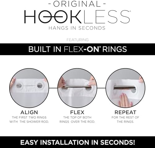 Hookless Escape Shower Curtain Set Graphite 71 x 74 1