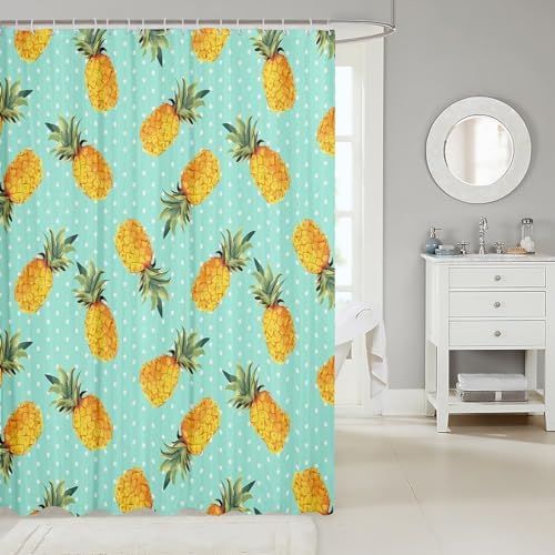 Feelyou Pineapple Pattern Shower Curtain with 12 Hooks 72x72 Inches