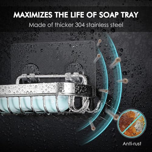HAMITOR Wall Mounted Soap Dish Holder - Stainless Steel Durable Razor Soap Saver