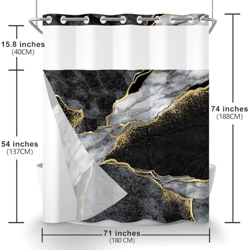 TYLCLTX No Hook Shower Curtain with Snap Liner Set