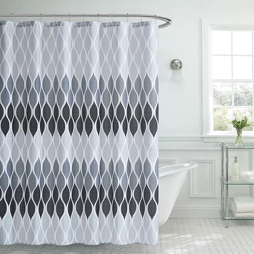 Textured Clarisse Shower Curtain Set with 12 Metal Hooks