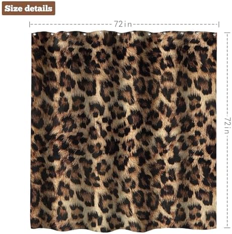 LIGHTINHOME Leopard Print Shower Curtain with 12 Hooks