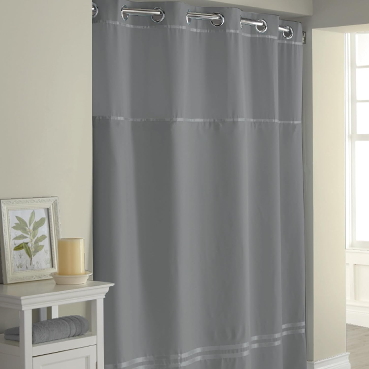 Hookless Escape Shower Curtain Set Graphite 71 x 74 1