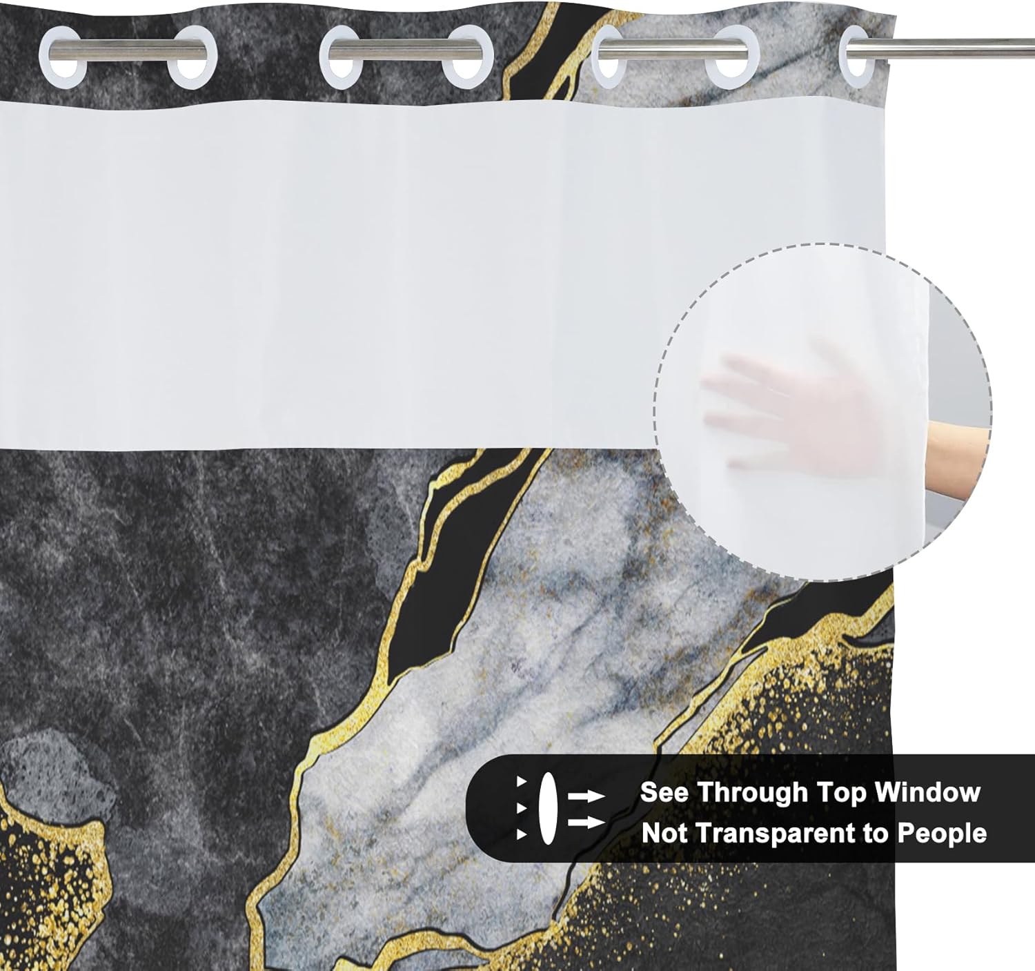 TYLCLTX No Hook Shower Curtain with Snap Liner Set