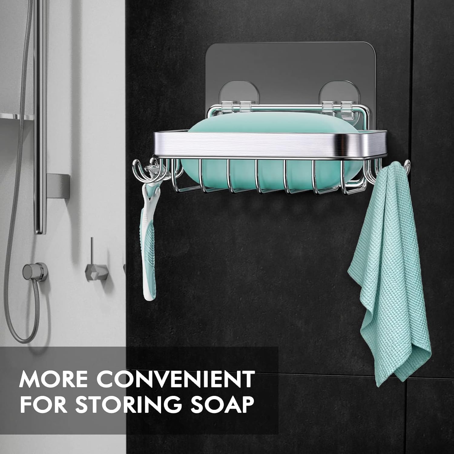 HAMITOR Wall Mounted Soap Dish Holder - Stainless Steel Durable Razor Soap Saver