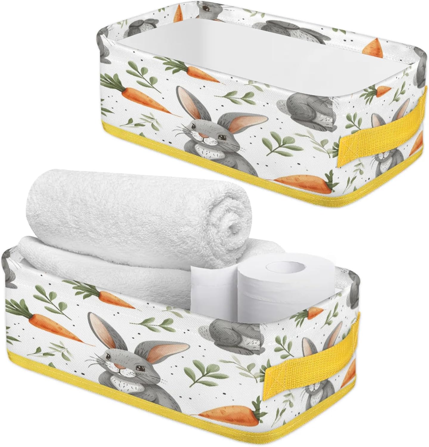 Rabbit Toilet Paper Basket with Carry Handle and Fold Design