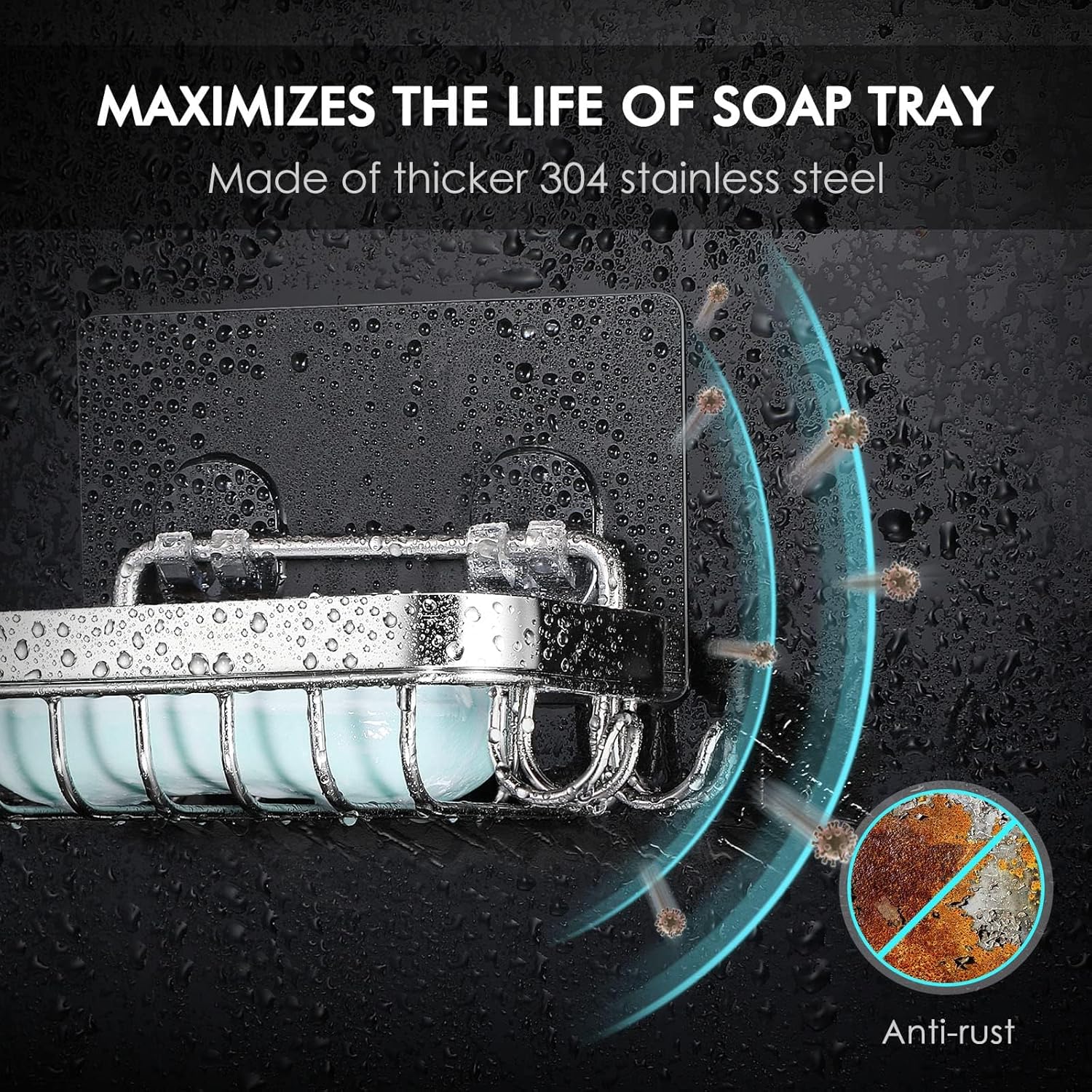 HAMITOR Wall Mounted Soap Dish Holder - Stainless Steel Durable Razor Soap Saver