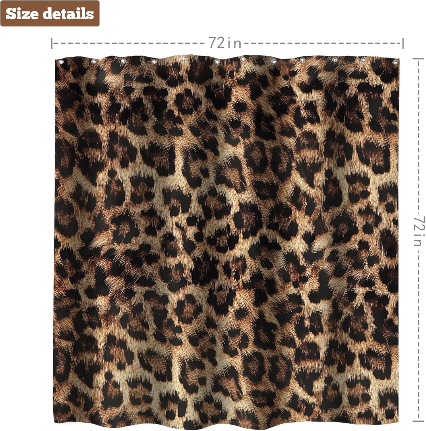 LIGHTINHOME Leopard Print Shower Curtain with 12 Hooks