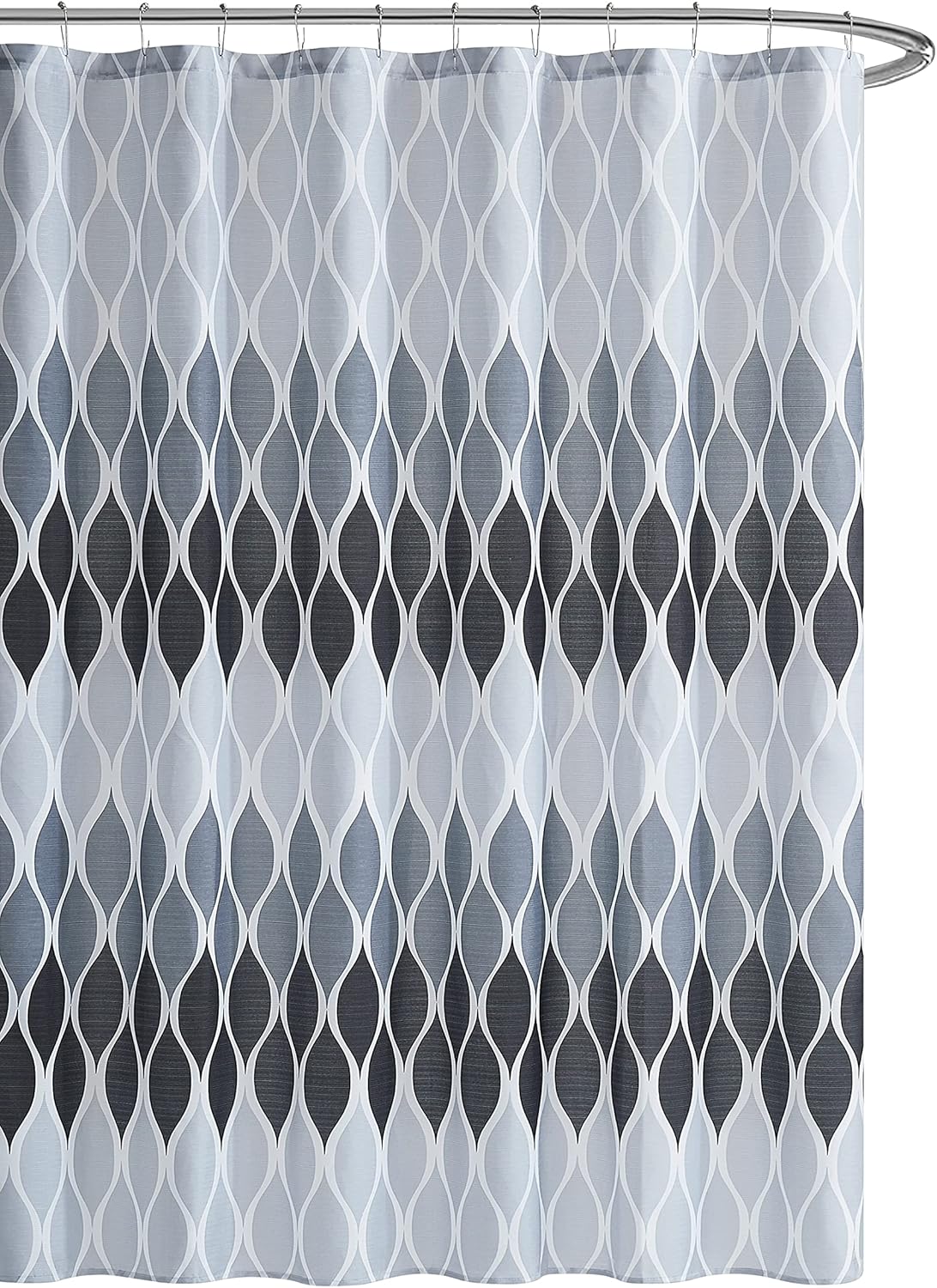 Textured Clarisse Shower Curtain Set with 12 Metal Hooks